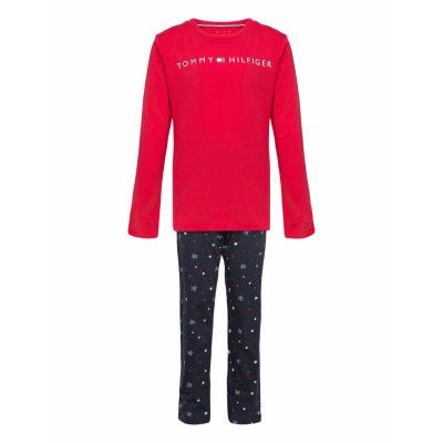 Ls Jersey Set Print Pyjamas Set Röd Tommy Hilfiger
