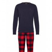 Ls Pant Flannel Tee Set Pyjamas Röd Tommy Hilfiger