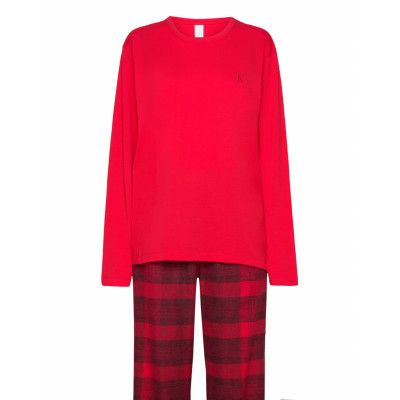 Calvin Klein L/S Pant Set Röd