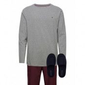 Ls Pant Slipper Set Pyjamas Grå *Villkorat Erbjudande Tommy Hilfiger