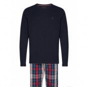 Ls Pant Woven Set Print *Villkorat Erbjudande Pyjamas Marinblå Tommy Hilfiger