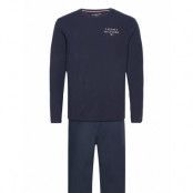 Ls Pj Set Woven Self Fabric Wb Pyjamas Navy Tommy Hilfiger