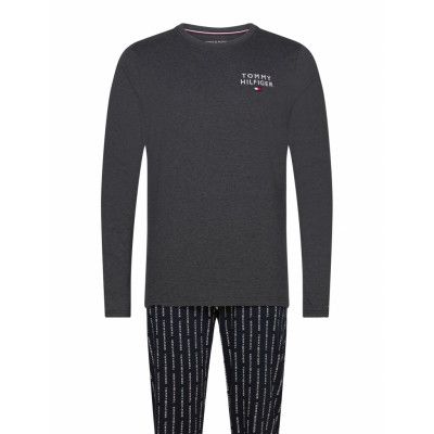 Ls Print Pj Jersey Self Fab Wb Pyjamas Grå Tommy Hilfiger