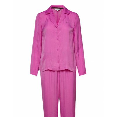 Ls Satin Pj Set Pyjamas Rosa Tommy Hilfiger