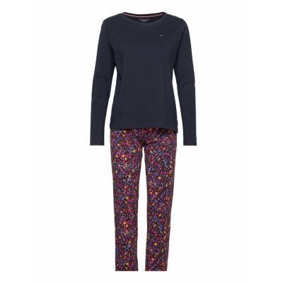 Ls Tee & Jersey Pant Pj Set Pyjamas Marinblå *Villkorat Erbjudande Tommy Hilfiger