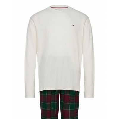 Tommy Hilfiger Ls Waffle Flannel Pj Set Vit