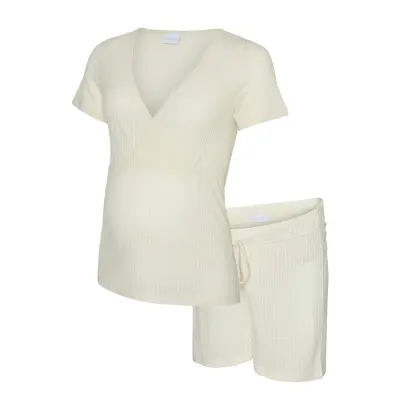 Mamalicious Mlpansy Lia Ss Jrs Pyjamas Set 2F Kräm