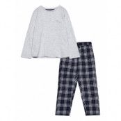 Mango Checked Cotton Pyjamas Grå