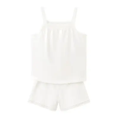 Mango Short Pyjamas With Openwork Details - Cream - 9-10