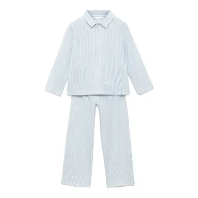 Mango Striped Cotton Long Pyjama Blå