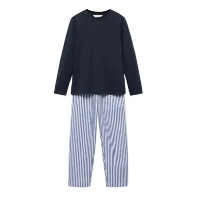 Mango Striped Long Pyjamas Marinblå