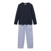 Mango Striped Long Pyjamas - Navy - 13-14