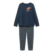 Mango Striped Long Pyjamas - Navy - 5-6