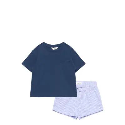 Mango Striped Short Pyjamas - Navy - 92