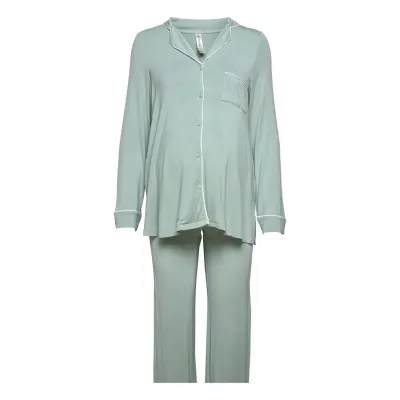 Maternity Soft Piping Pj Jerse Pyjamas Blå Lindex