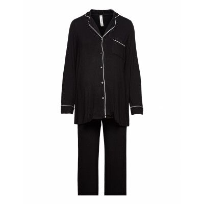 Maternity Soft Piping Pj Jerse *Villkorat Erbjudande Pyjamas Svart Lindex