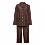 Melinda Viscose/Cotton Jacquard Dot Pajama Set Pyjamas Brown Lexington Home