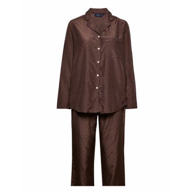 Melinda Viscose/Cotton Jacquard Dot Pajama Set Pyjamas Brown Lexington Home