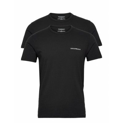 Men's Knit 2-Pack T-Shirt T-shirts Short-sleeved Svart Emporio Armani