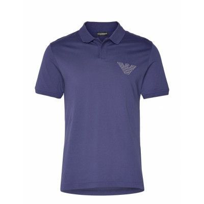 Mens Knit Polo S/Sleeve Polos Short-sleeved Blå Emporio Armani