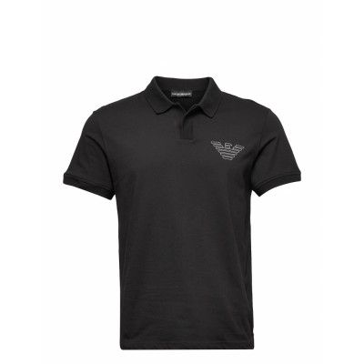 Mens Knit Polo S/Sleeve Polos Short-sleeved Svart Emporio Armani