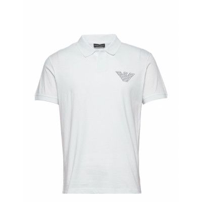 Mens Knit Polo S/Sleeve Polos Short-sleeved Vit Emporio Armani