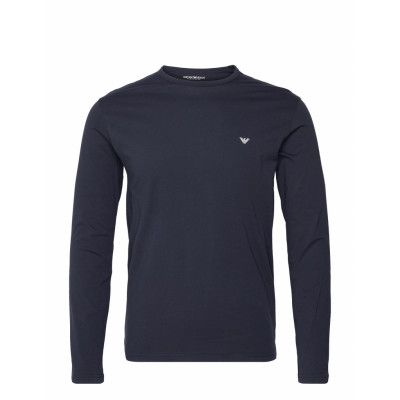 Men's Knit T-Shirt T-shirts Long-sleeved Blå Emporio Armani