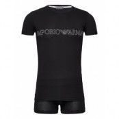 Mens Knit T-Shirt+Trunk Pyjamas Black Emporio Armani