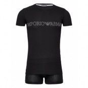 Mens Knit T-Shirt+Trunk Pyjamas Svart Emporio Armani