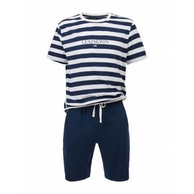 Milan Cotton Pajama Set Pyjamas Blå Lexington Home