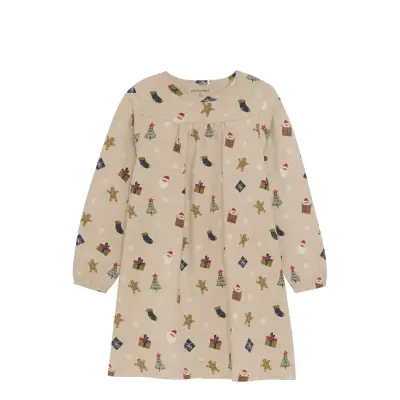 Minymo Nightdress Ls Aop Beige