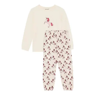 Minymo Pyjamas Ls Set Aop - Cream - 110