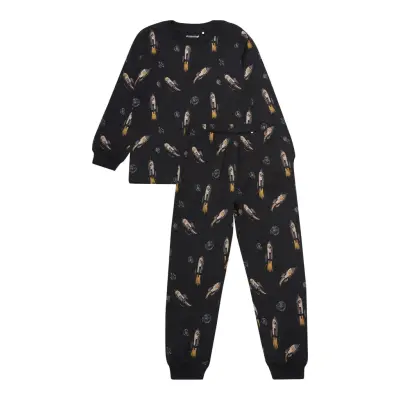 Minymo Pyjamas Ls Set Aop Svart