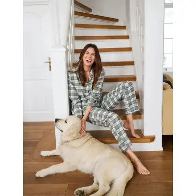 Missya Check Flannel Pyjamas - Green - S
