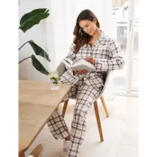 Missya Check Flannel Pyjamas - White - L