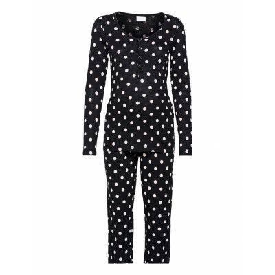 Mlchill Dot Lia L/S Pyjamas Nf Pyjamas Svart Mamalicious