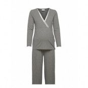 Mlkehla L/S Jersey Rib Pyjamas Nf A. Pyjamas Grå Mamalicious