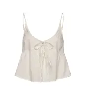 Monki Cotton Poplin Tie-Front Pyjama Top - White - XS
