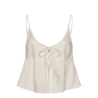 Monki Cotton Poplin Tie-Front Pyjama Top - White - XS