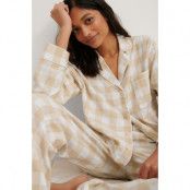 NA-KD Lingerie Flannel Pyjamas Top - Beige