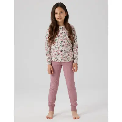 name it Nkfnightset Nostalgia Flower Noos - Pink - 98-104