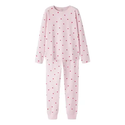 name it Nkfnightset Peyote Hearts Noos - Pink - 98-104