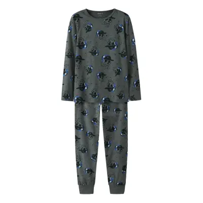 name it Nkmnightset Dark Grey Mel Skull Noos - Grey - 158-164