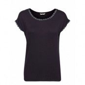 Pyjama Top With Lace, Lenzing™ Ecovero™ Top Marinblå Esprit Bodywear Women