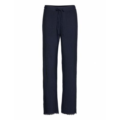Pyjama Bottoms With Lace, Lenzing™ Ecovero™ Pyjamasbyxor Mjukisbyxor Blå Esprit Bodywear Women