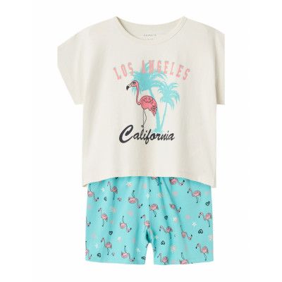 Name It Nkfnightset Cap Pool Blue Flamingo Noos Vit