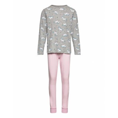 Name It Nkfnightset Grey Melange Unicorn Noos Rosa