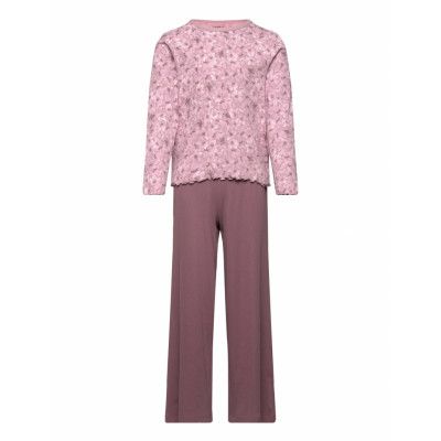 Name It Nkfnightset Mauve Flower Loose Rib Noos Lila