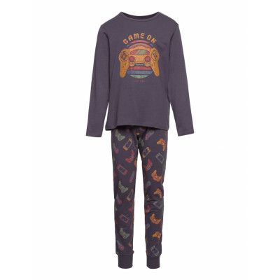 Nkmnightset Grayst Game Pyjamas Set Multi/mönstrad Name It
