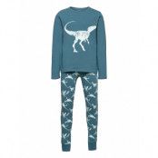 Nkmnightset Real Teal Dino Noos Pyjamas Set Blå Name It